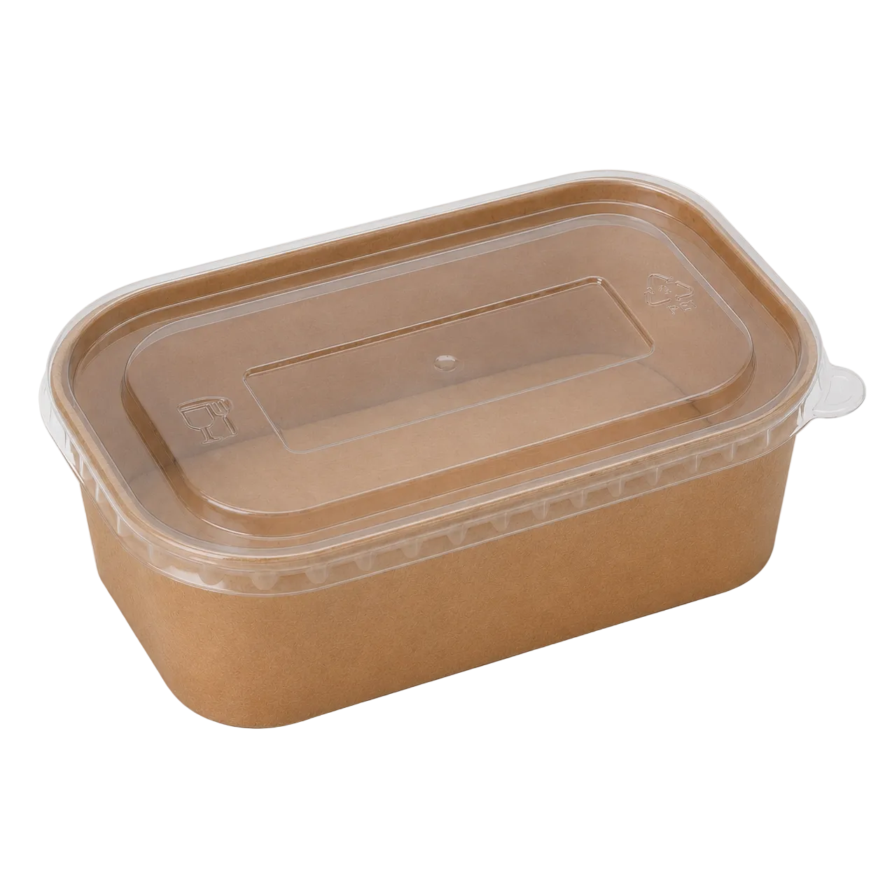 1000ml Kraft Rectangle Container Bowl,PET Lid