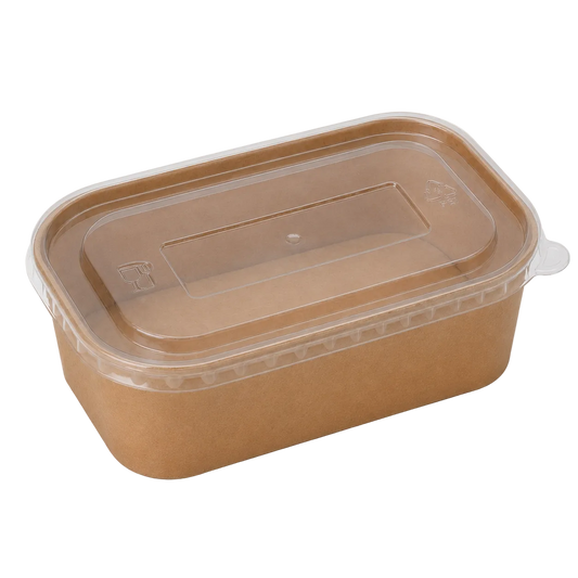 1000ml Kraft Rectangle Container Bowl,PET Lid
