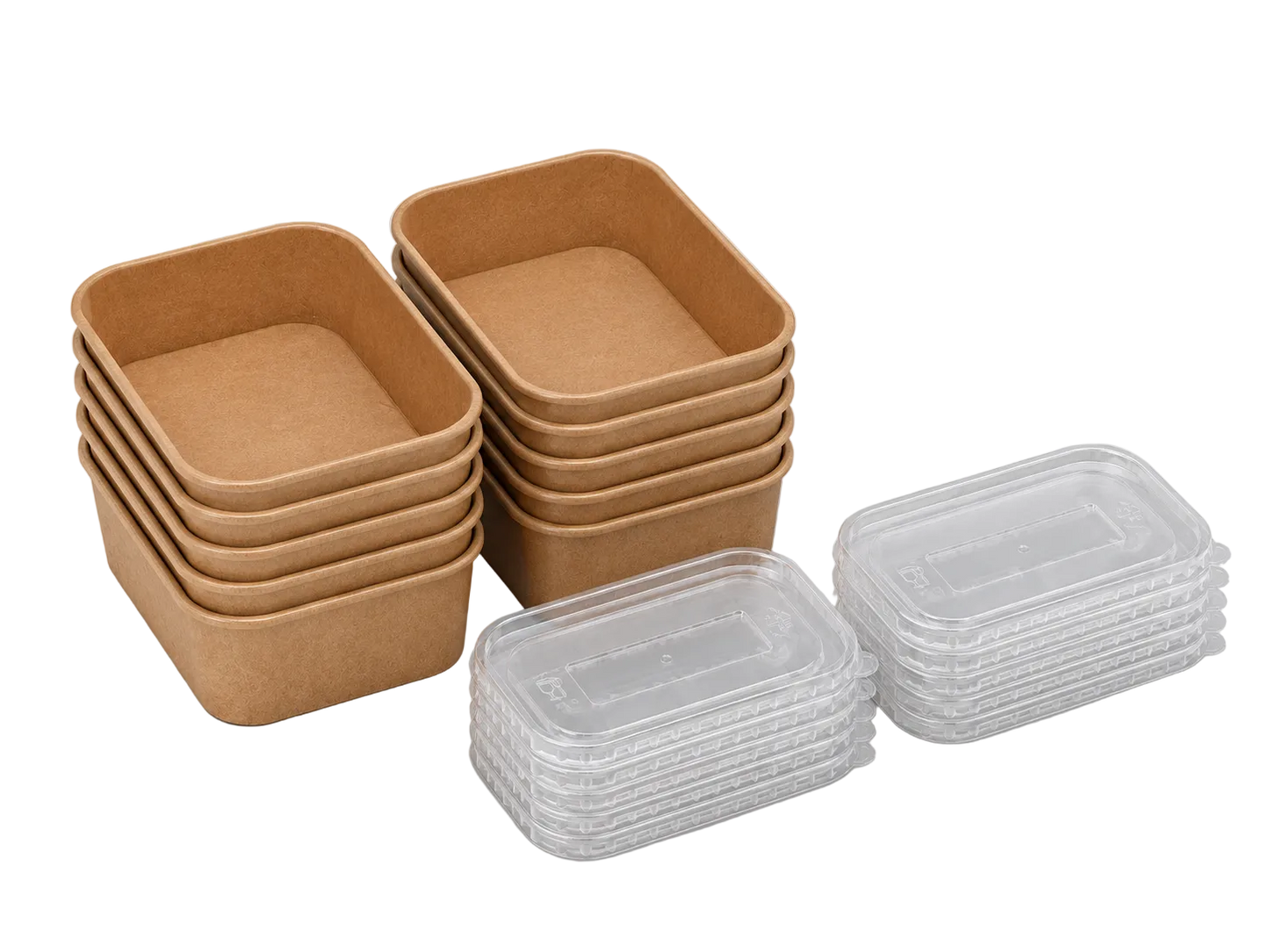 1000ml Kraft Rectangle Container Bowl,PET Lid