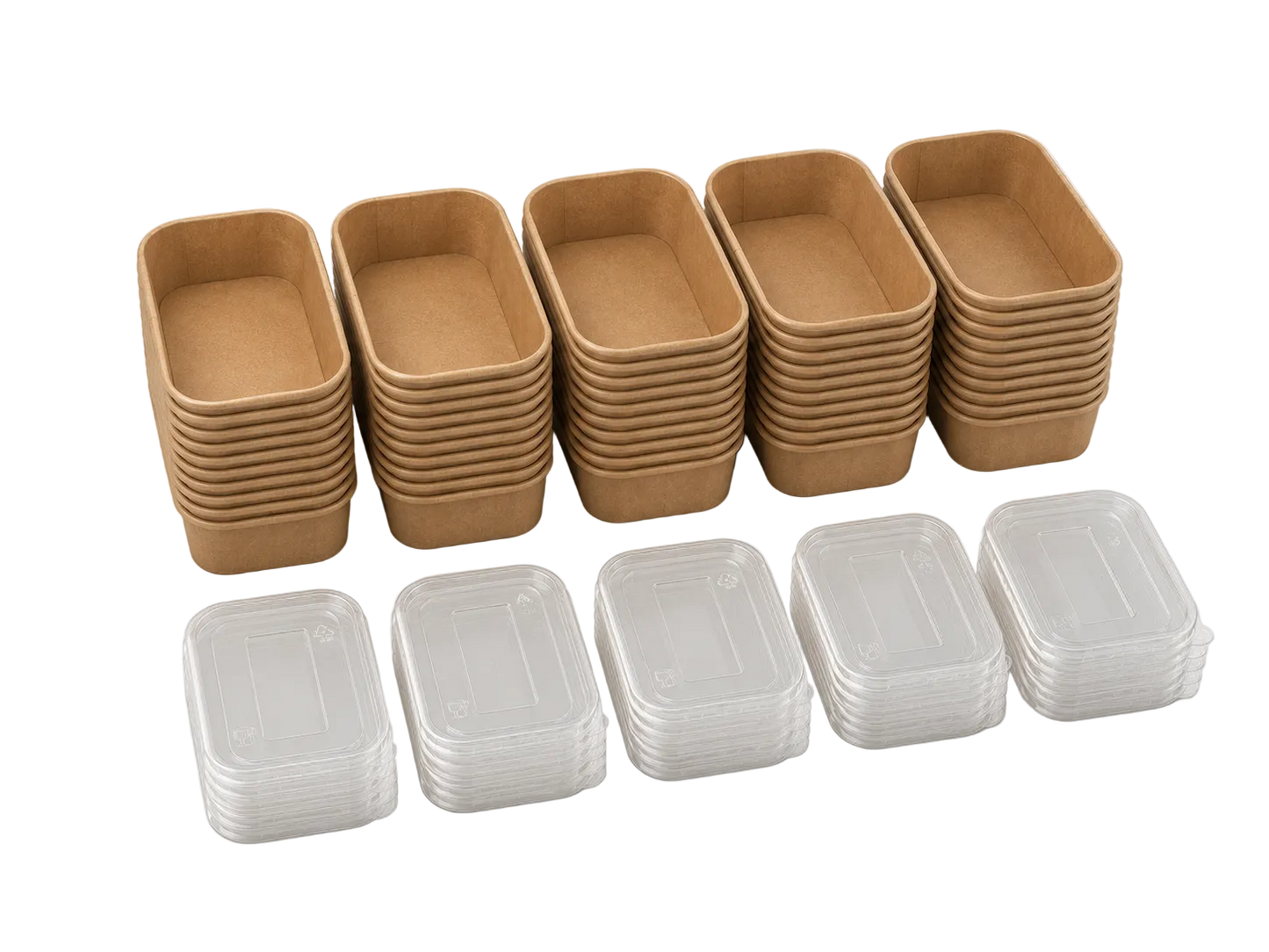 1000ml Kraft Rectangle Container Bowl,PET Lid