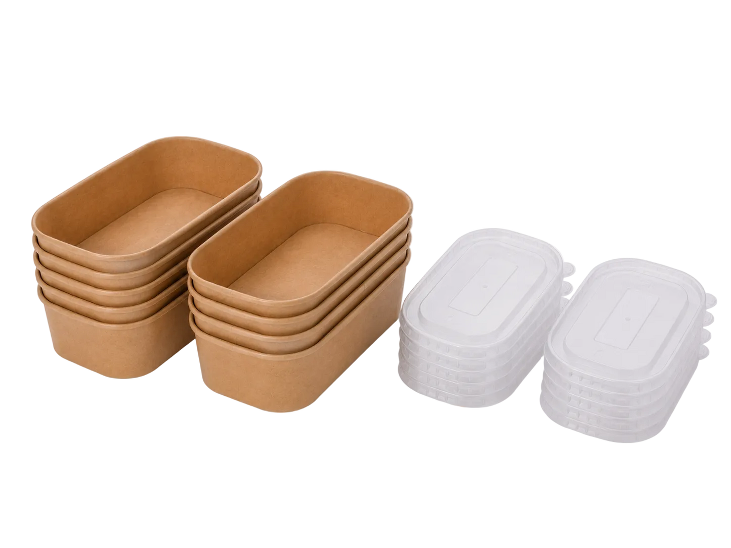 1000ml Kraft Rectangle Container Bowl,PP Lid
