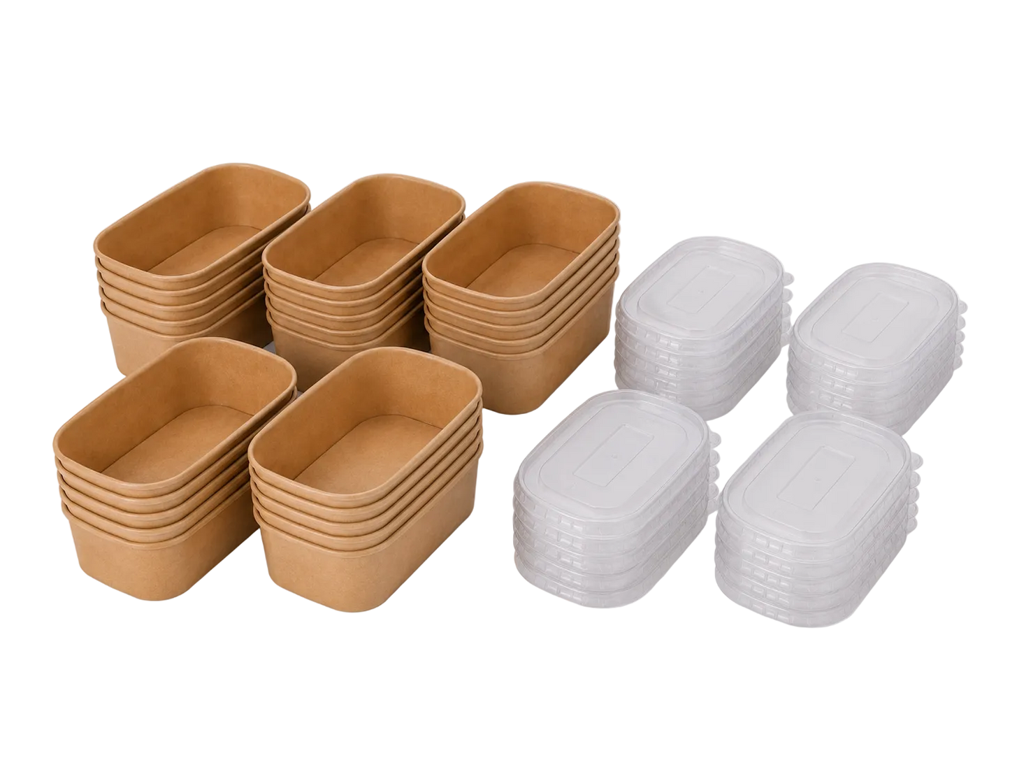 1000ml Kraft Rectangle Container Bowl,PP Lid