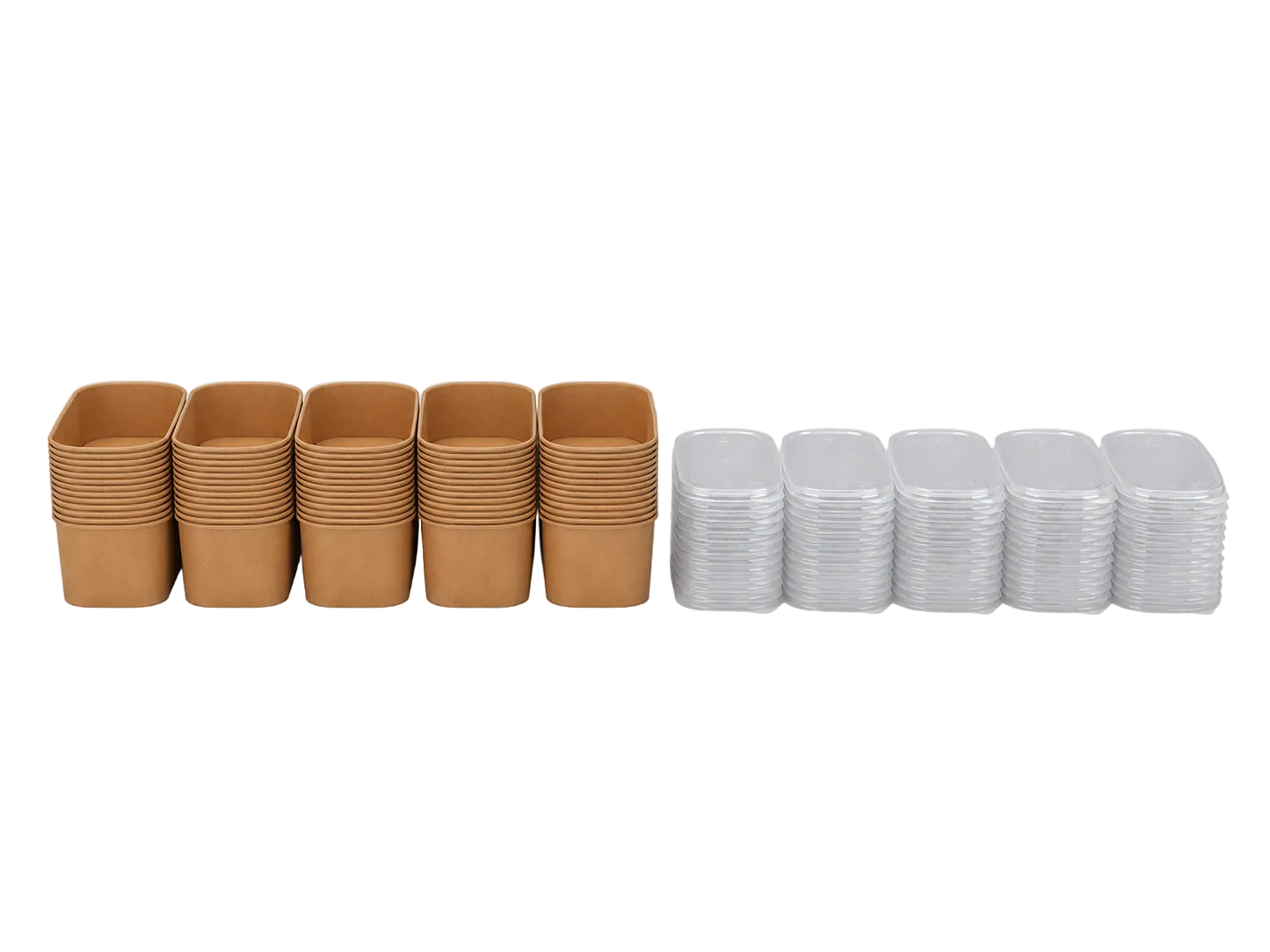 1000ml Kraft Rectangle Container Bowl,PP Lid