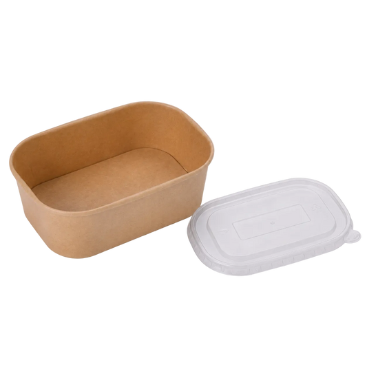 1000ml Kraft Rectangle Container Bowl,PP Lid