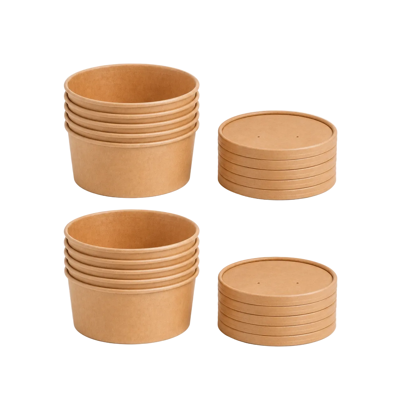 500ml Kraft Paper, Soup and Pasta Bowl, Biodegradable Lid