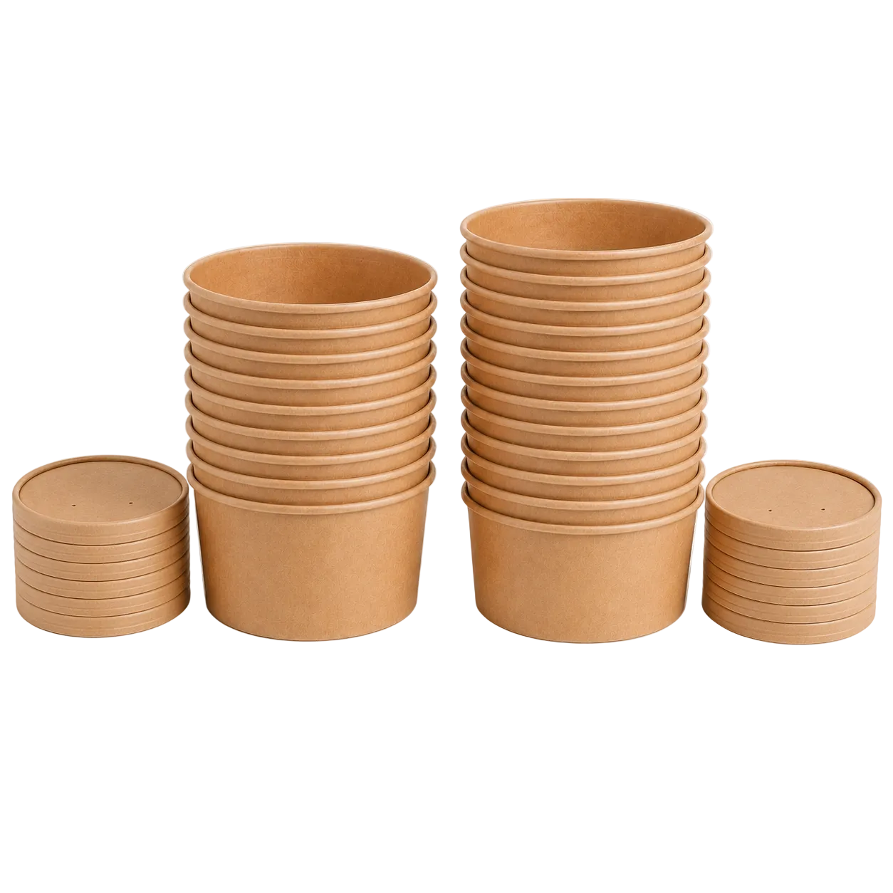 500ml Kraft Paper, Soup and Pasta Bowl, Biodegradable Lid