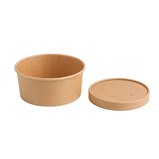 500ml Kraft Paper, Soup and Pasta Bowl, Biodegradable Lid
