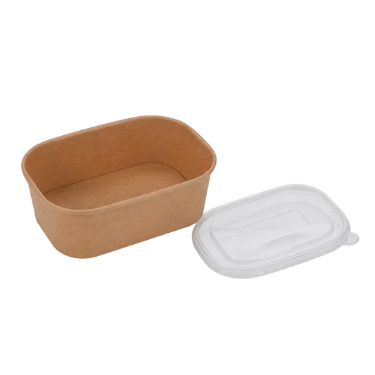 650ml Kraft Rectangle Container Bowl,PP Lid