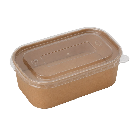 750ml Kraft Rectangle Container Bowl,PET Lid