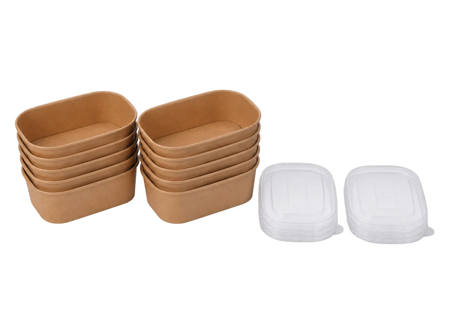 750ml Kraft Rectangle Container Bowl,PP Lid