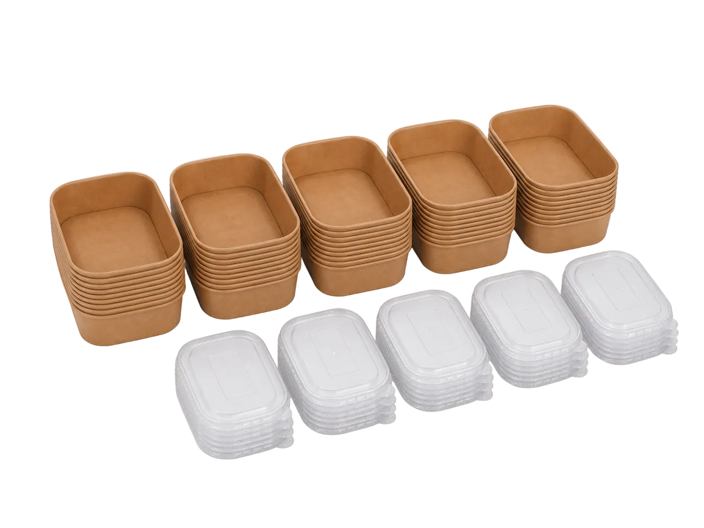 750ml Kraft Rectangle Container Bowl,PP Lid