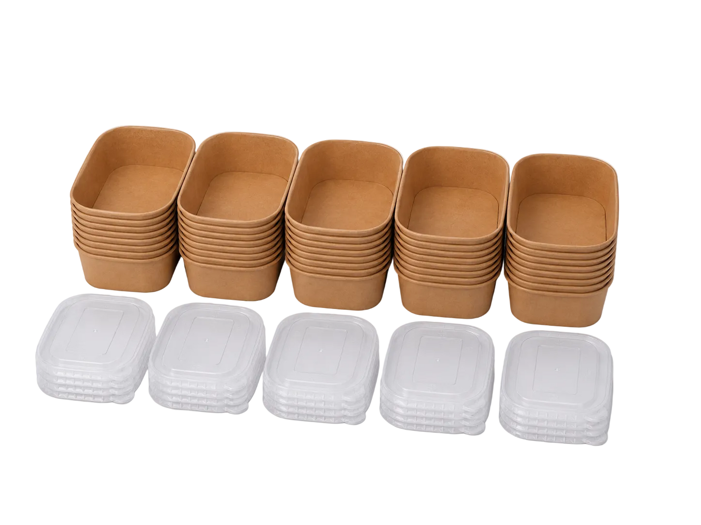 750ml Kraft Rectangle Container Bowl,PP Lid