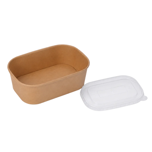 750ml Kraft Rectangle Container Bowl,PP Lid