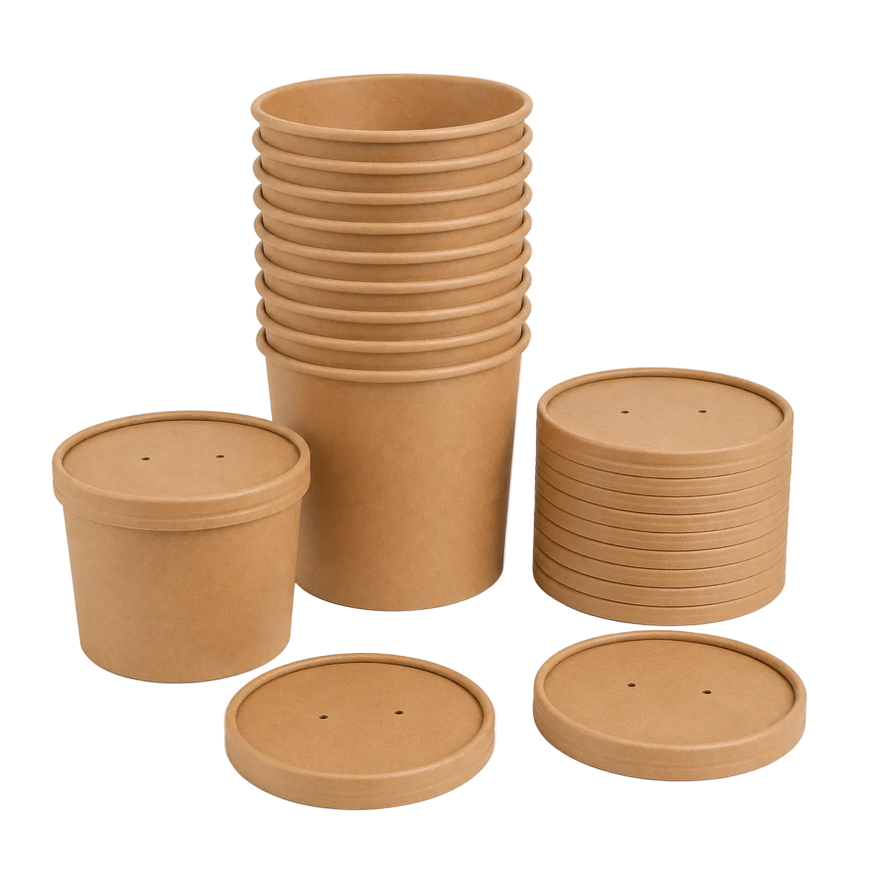 32 oz Kraft Soup Bowls with Lids